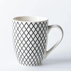 KSP Graphic 'Plaid' Mug - Set of 4 (Black/White)