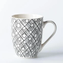 KSP Graphic 'Plaid' Mug - Set of 4 (Black/White)