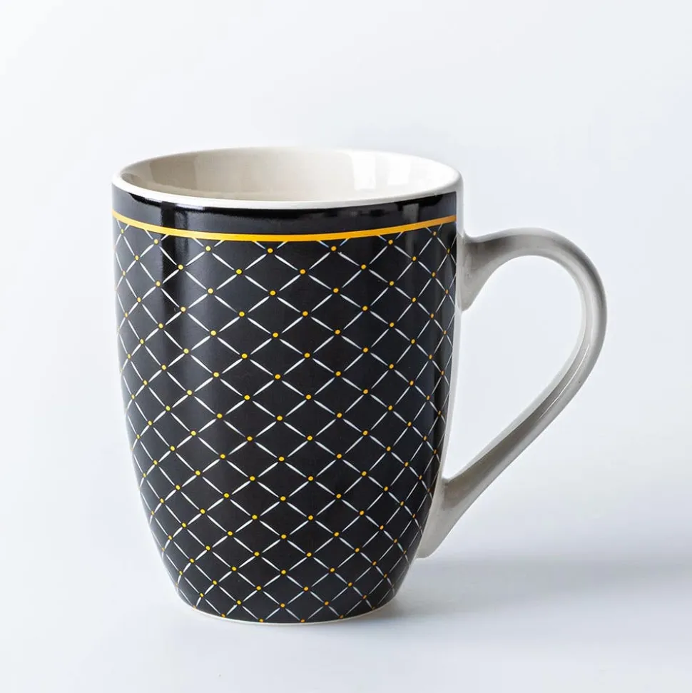 KSP Graphic 'Regal' Mug - Set of 4 (Black/White/Gold)