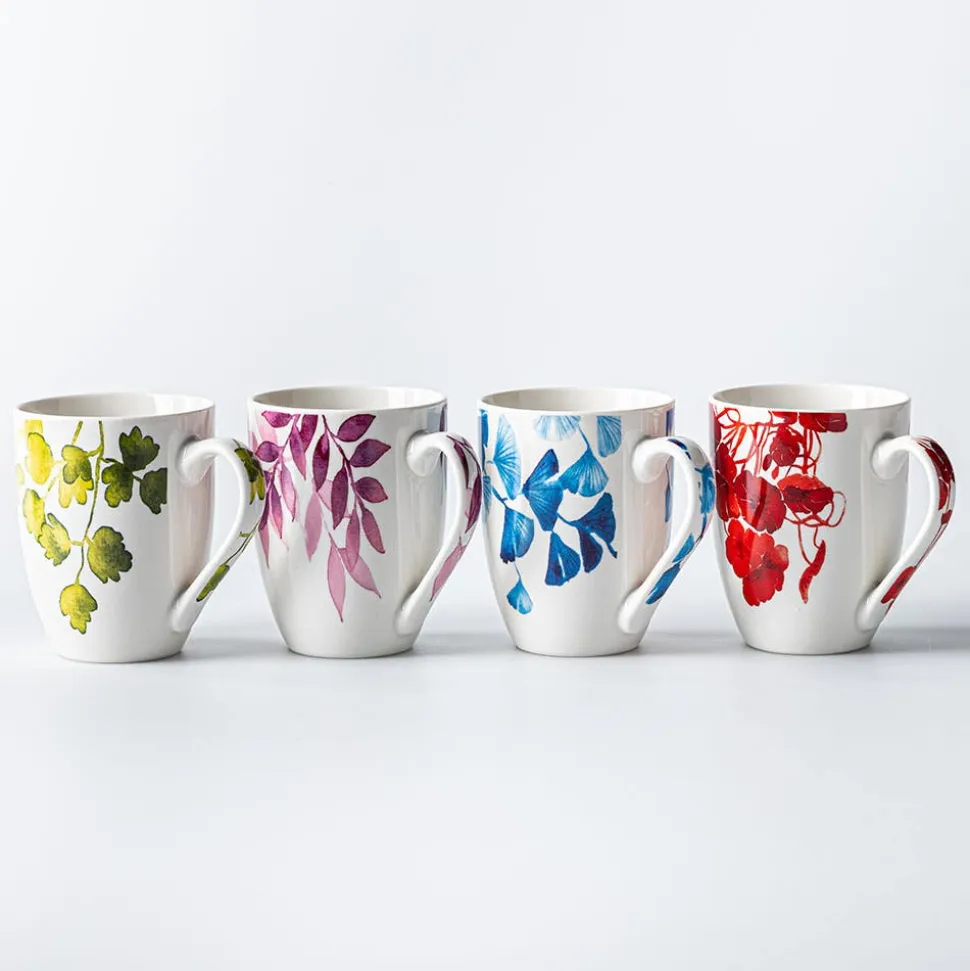 KSP Graphic 'Saison' Mug - Set of 4 (Green Pink Blue Red)