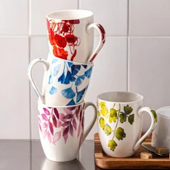 KSP Graphic 'Saison' Mug - Set of 4 (Green Pink Blue Red)