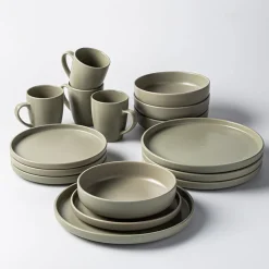 KSP Hans Stoneware Dinnerware - Set of 16 (Green)