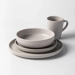 KSP Hans Stoneware Dinnerware - Set of 16 (Grey)