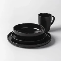 KSP Hans Stoneware Dinnerware - Set of 16 (Black)