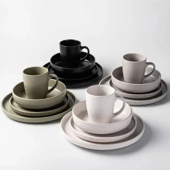 KSP Hans Stoneware Dinnerware - Set of 16 (Black)