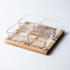KSP Hearthwood 'Acacia Wood' Glass Bowls with Tray - Set of 5 (Clear)