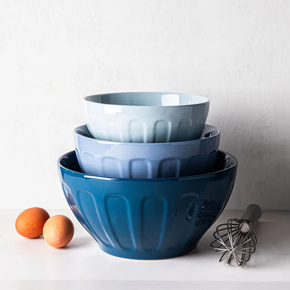 KSP Heirloom 'Faceted' Mixing Bowl - Set of 3 (Blue)