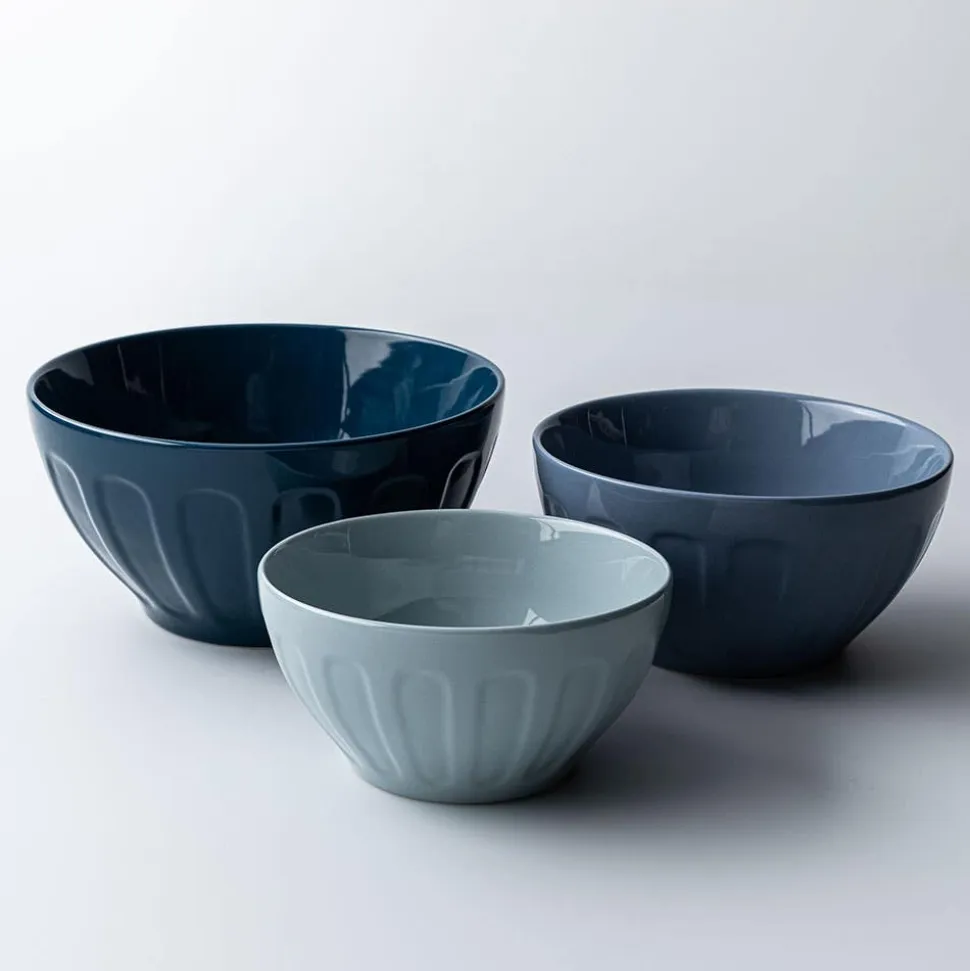 KSP Heirloom 'Faceted' Mixing Bowl - Set of 3 (Blue)