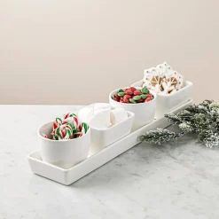 KSP Host Porcelain Mini Bowls with Tray - Set of 5 (White)