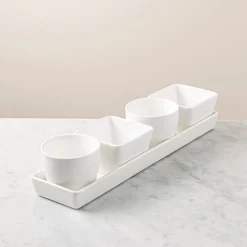 KSP Host Porcelain Mini Bowls with Tray - Set of 5 (White)