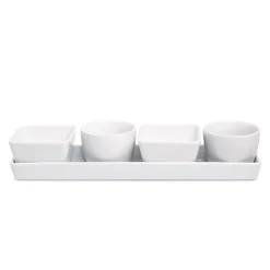 KSP Host Porcelain Mini Bowls with Tray - Set of 5 (White)