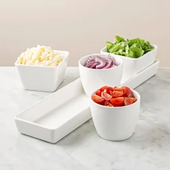 KSP Host Porcelain Mini Bowls with Tray - Set of 5 (White)