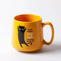 KSP Hug 'Cat Can Have Better Life' Porcelain Mug 20oz./580ml (Ylw/Blk)