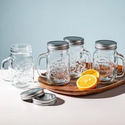 KSP Ice Cold Glass Mason Drinking Jar - Set of 4 (Clear)