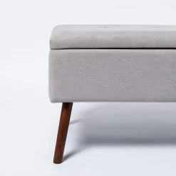 KSP Isabella Tufted Storage Bench (Light Grey)