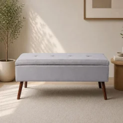 KSP Isabella Tufted Storage Bench (Light Grey)