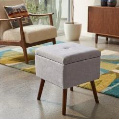 KSP Isabella Tufted Storage Ottoman (Light Grey)