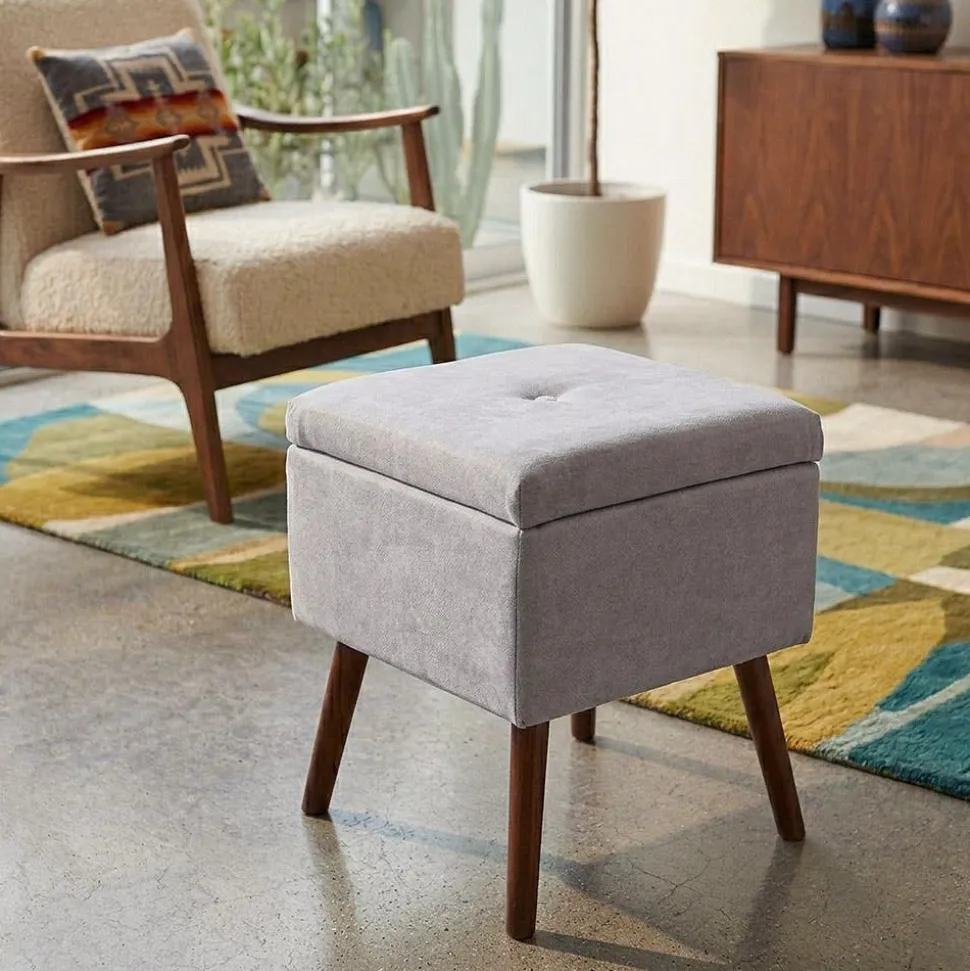 KSP Isabella Tufted Storage Ottoman (Light Grey)