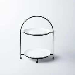KSP Kingsley '2-Tier' Iron Plate Stand (Black)