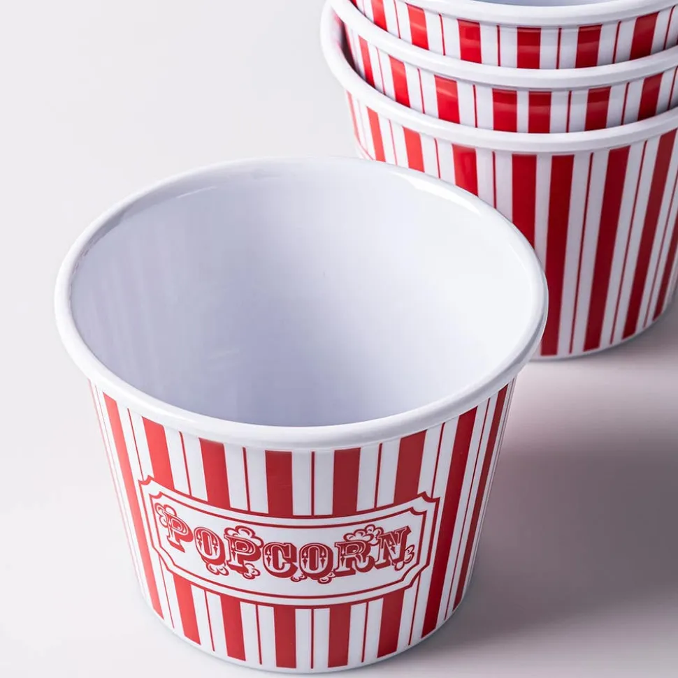KSP Kino-Pop Popcorn Bowl - Set of 4 (White/Red)