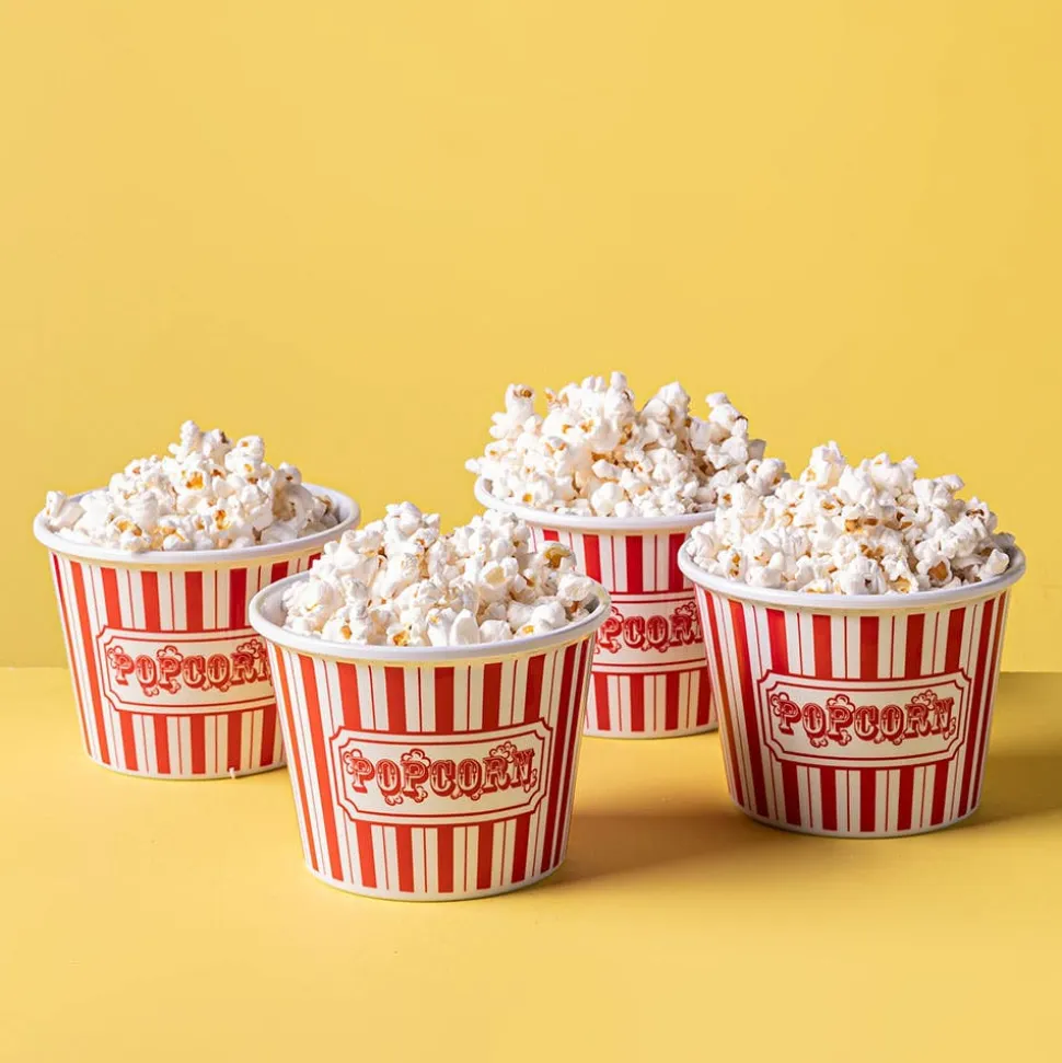 KSP Kino-Pop Popcorn Bowl - Set of 4 (White/Red)