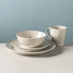 KSP Lera Reactive Stoneware Dinnerware - Set of 16 (Beige)