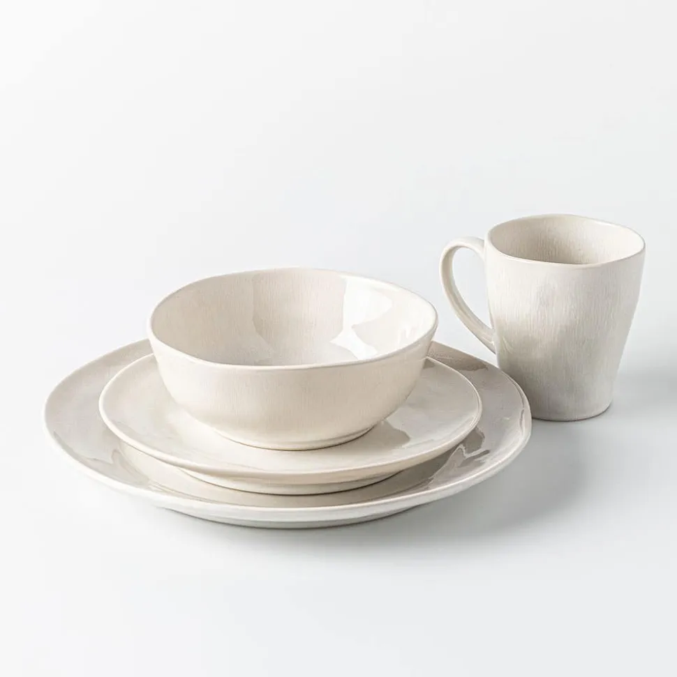 KSP Lera Reactive Stoneware Dinnerware - Set of 16 (Beige)