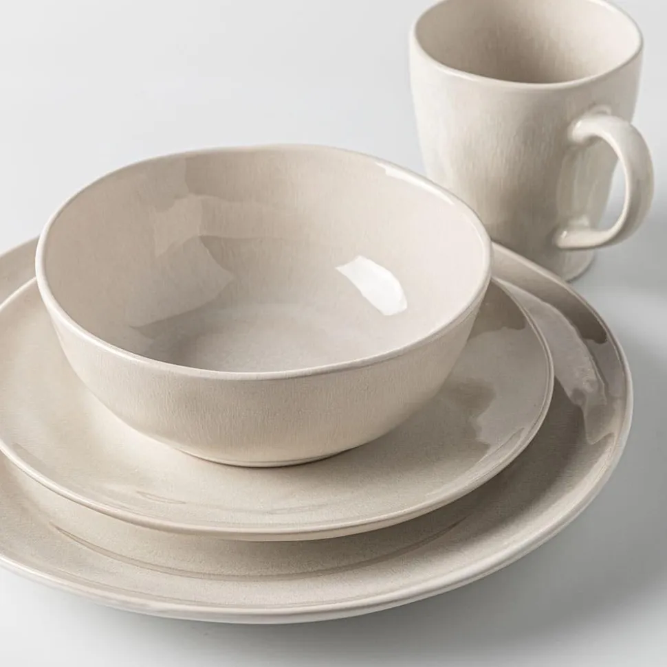 KSP Lera Reactive Stoneware Dinnerware - Set of 16 (Beige)