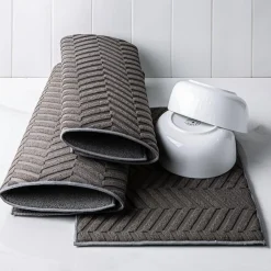 KSP Luxedry Herringbone Microfiber Dish Drying Mat - Set/3 (Charcoal)