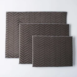 KSP Luxedry Herringbone Microfiber Dish Drying Mat - Set/3 (Charcoal)