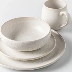 KSP Lysa Reactive Stoneware Dinnerware - Set of 16 (Taupe)