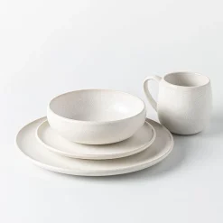 KSP Lysa Reactive Stoneware Dinnerware - Set of 16 (Taupe)