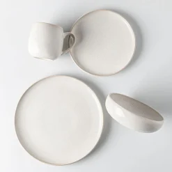KSP Lysa Reactive Stoneware Dinnerware - Set of 16 (Taupe)