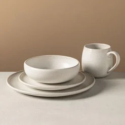 KSP Lysa Reactive Stoneware Dinnerware - Set of 16 (Taupe)