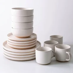 KSP Madison Stoneware Dinnerware - Set of 16 (Off White)