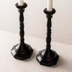 KSP Majestic Resin Taper Candleholder - Set of 2 (Black)