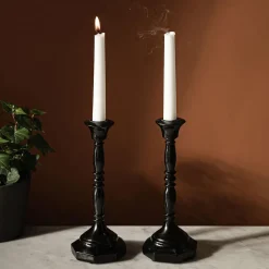 KSP Majestic Resin Taper Candleholder - Set of 2 (Black)