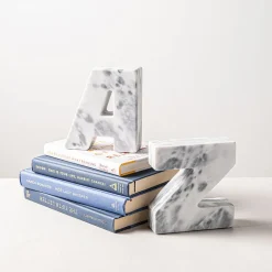 KSP Marbelle 'A-Z' Marble Bookend - Set of 2 (White)