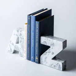 KSP Marbelle 'A-Z' Marble Bookend - Set of 2 (White)