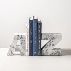 KSP Marbelle 'A-Z' Marble Bookend - Set of 2 (White)