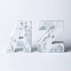 KSP Marbelle 'A-Z' Marble Bookend - Set of 2 (White)