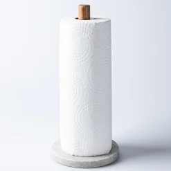 KSP Marbelle Upright Paper Towel Holder (Marble/Acacia)