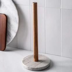 KSP Marbelle Upright Paper Towel Holder (Marble/Acacia)