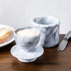KSP Marble Butter Bell with Lid 9.6cm dia. x 11cm (White/Grey)