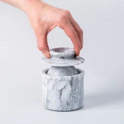 KSP Marble Butter Bell with Lid 9.6cm dia. x 11cm (White/Grey)