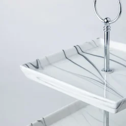 KSP Marble Porcelain Buffet Stand 3-Tier (White/Grey)