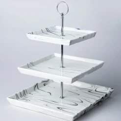 KSP Marble Porcelain Buffet Stand 3-Tier (White/Grey)