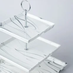 KSP Marble Porcelain Buffet Stand 3-Tier (White/Grey)