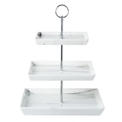 KSP Marble Porcelain Buffet Stand 3-Tier (White/Grey)