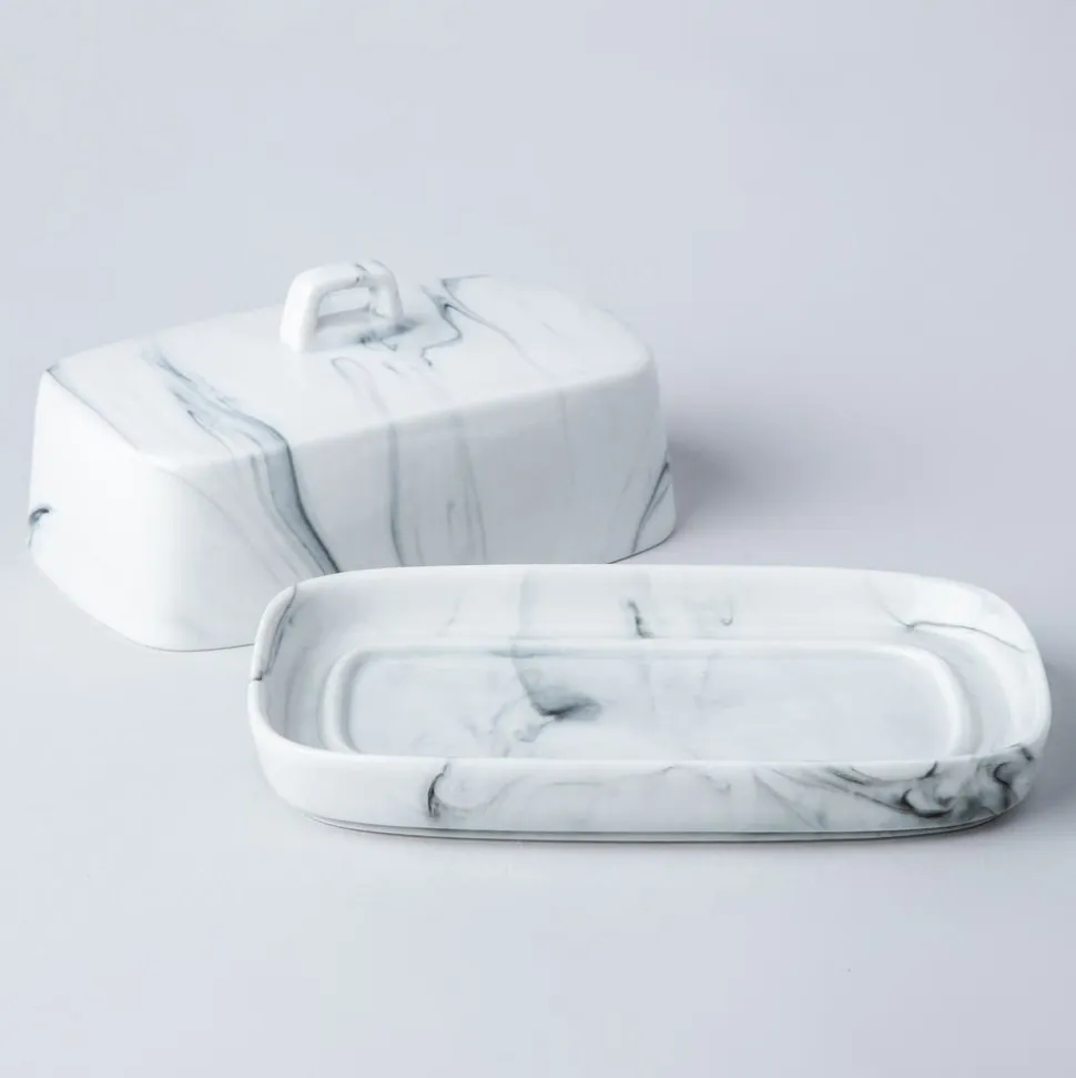 KSP Marble Porcelain Butter Dish (White/Grey)